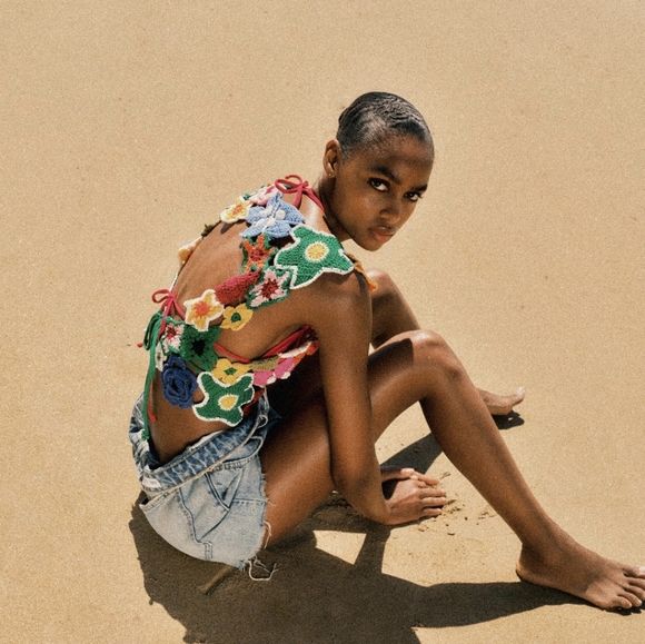 ZARA FLORAL CROCHET  CROP TOP - Picture 4 of 9